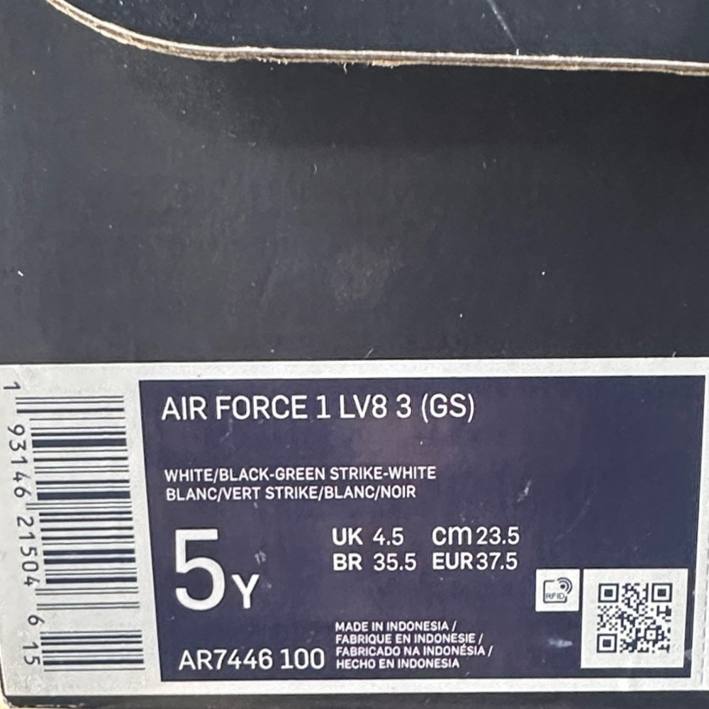 Nike Air Force 1 LV8 3 Kids Sneakers - White, Black, Green - Picture 2 of 7